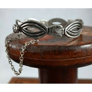 Vintage Taxco Eagle 3 Mexico JS 925 Sterling Silver Geometric Link Bracelet
